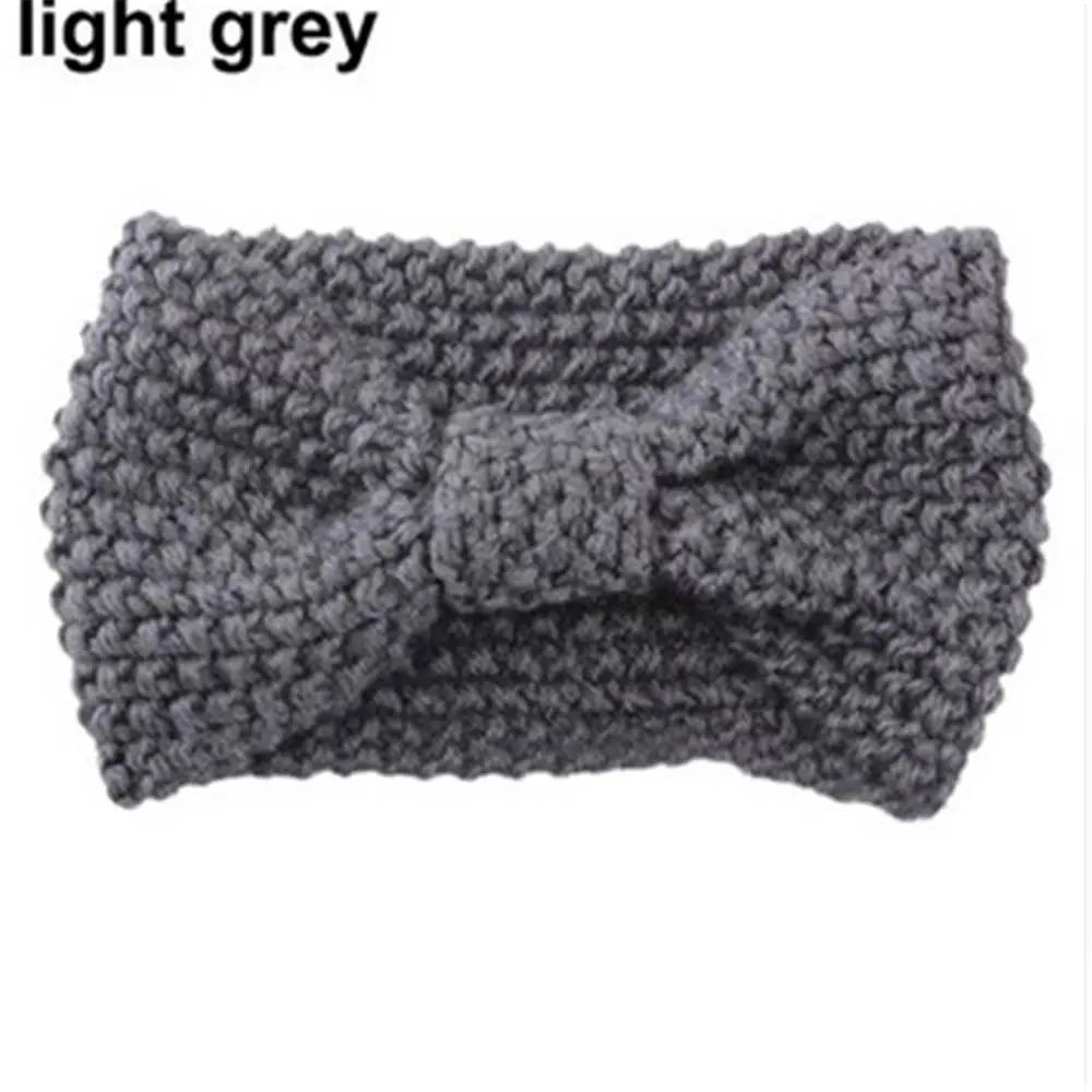 Light Grey 1 шт. Женский вязаный тюрбан с бантом, повязка на голову, Зимняя повязка для волос, повязка на голову, аксессуары для волос - Цвет: Light Grey