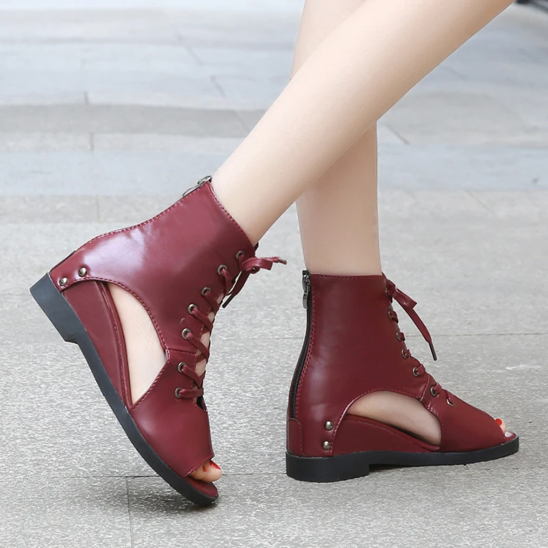 Женские сандалии-гладиаторы на высоком каблуке с открытым носком летняя