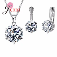 925 sterling silver jewelry sets 17colors cubic zirconia pendant necklace earring fashion jewelry for women set gifts