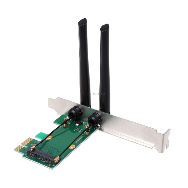 Беспроводная сетевая карта Wi-Fi Mini PCI-E Express к адаптеру 2 антенны Внешний ПК |