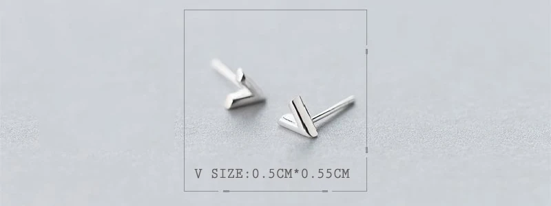 Миниатюрные серьги-гвоздики Peri'sBox из 925 пробы серебра с маленькой стрелкой для женщин, миниатюрные серьги-гвоздики в форме буквы V, минималистичные геометрические серьги-гвоздики