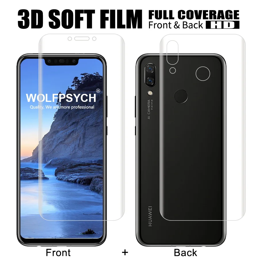 Передняя + задняя мягкая пленка для Huawei P Smart Plus полная защита экрана Nova 3 3i
