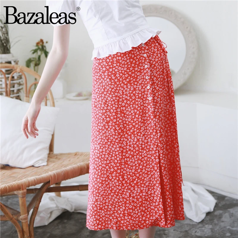 Женская винтажная юбка миди с запахом красная повседневная принтом в виде цветка