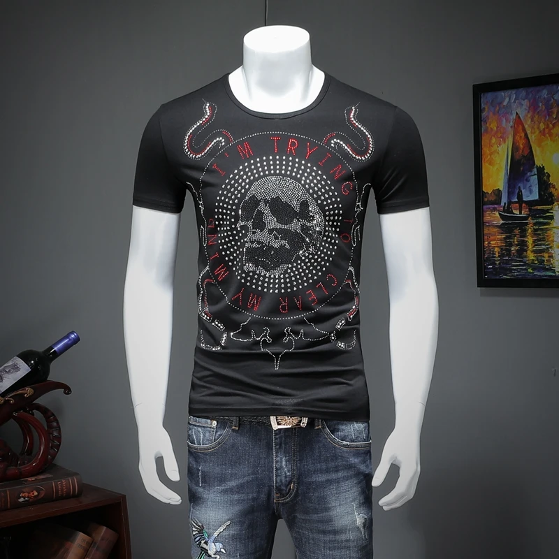 Мужская летняя футболка с короткими рукавами из модала и хлопка принтом T42220 P50