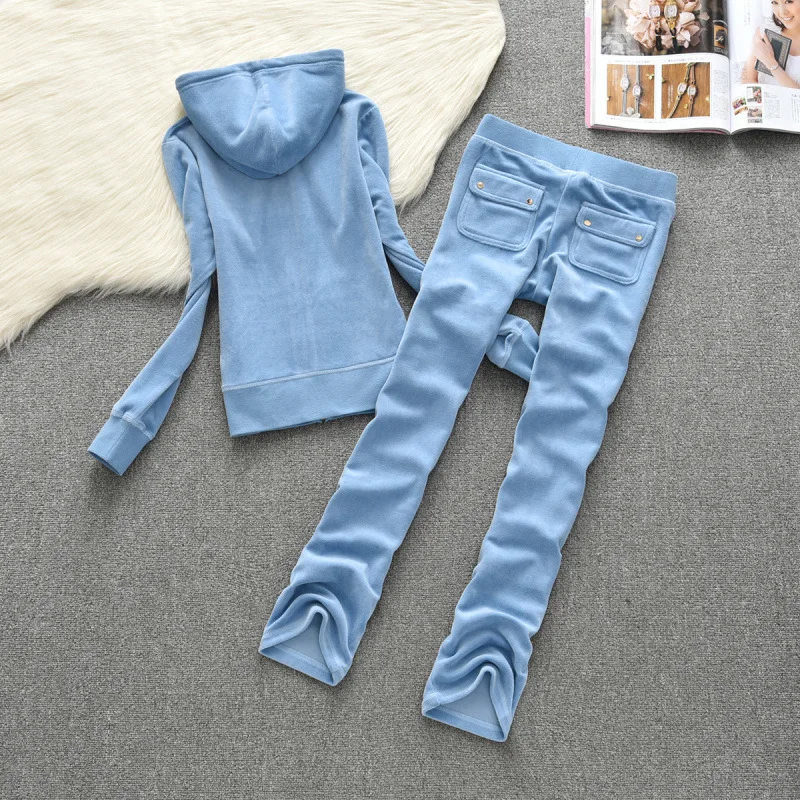 Spring / Fall 2020 Women'S Brand Velvet Fabric Tracksuits Velour Suit WomenTrack Hoodies And Pants Size S - XXL |