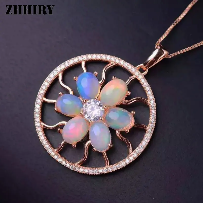 

Ожерелье из натурального огненного опала, подвеска из натурального камня, серебро 925 пробы, женское, позолота Фантастическая бижутерия проб...