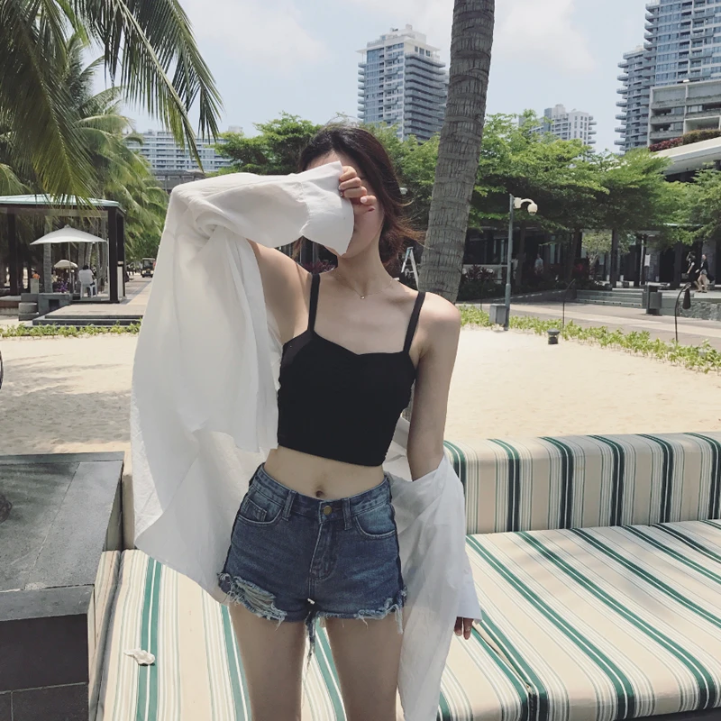 Mihoshop Ulzzang Корейская женская модная одежда летняя черная с открытой спиной