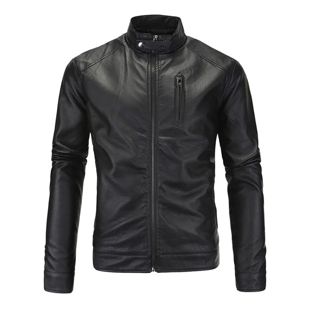 Black Y055 Herobiker Ретро Классическая мотоциклетная куртка из искусственной кожи Мужская Панк ветрозащитная байкерская куртка одежда на молнии мотоциклетная куртка размер M-5XL - Цвет: Black Y055