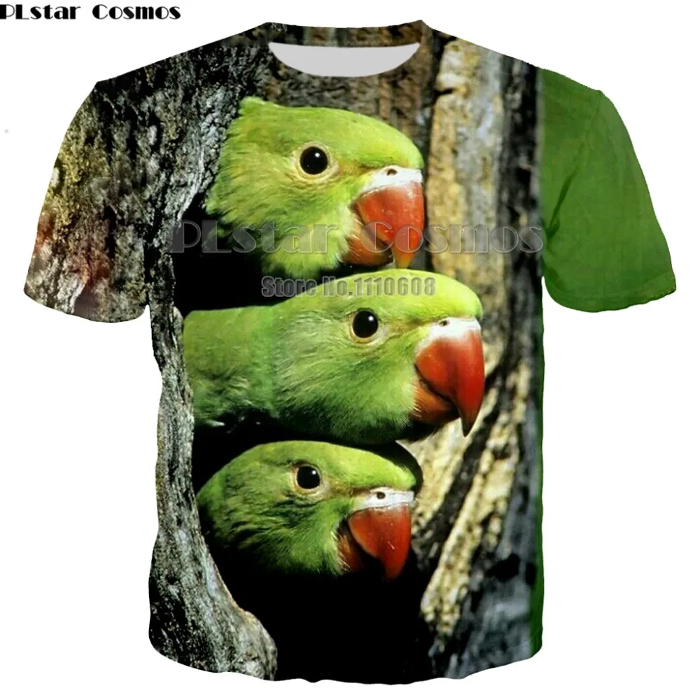 

Summer New Fashion Men Women Sweatshirt 3D Print Animal Parrot T Shirt Short Sleeve Hip Hop Harajuku Pullover 7XL