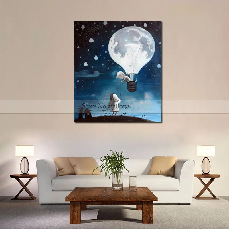 

100% Handmade Modern Abstract Art Oil Painting on Canvas - He Gave Me The Brightest Star by Adrian Borda, Home Wall Decoration