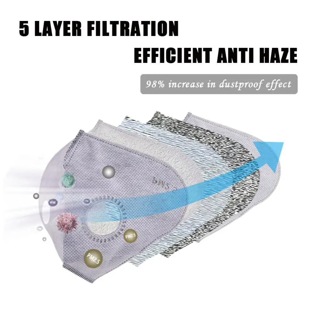 10pcs filters ZWZCYZ маска с фильтром от загрязнения N95 дыхательная маска с регулируемым носиком моющийся респиратор воздушный фильтр Пылезащитная маска для лица - Цвет: 10pcs filters