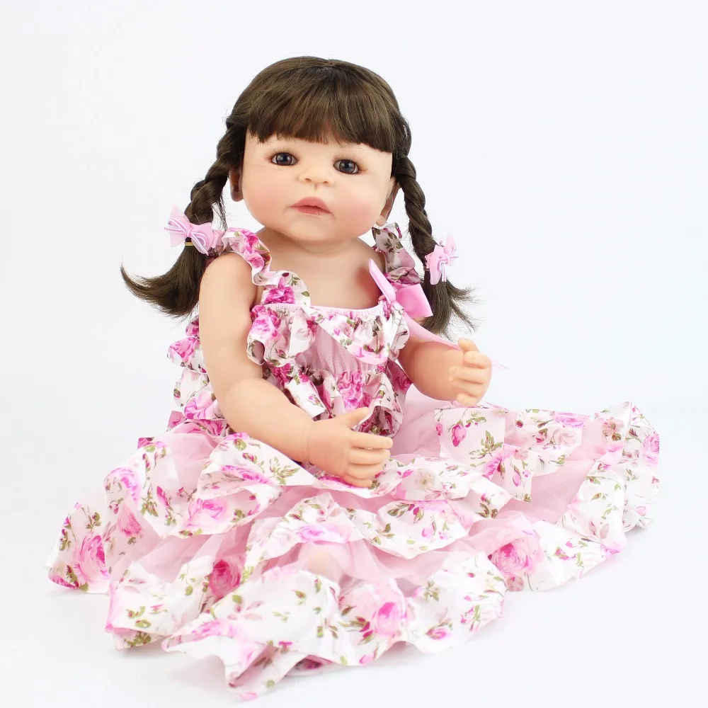 55 см силиконовый Reborn Baby Doll игрушка для девочки винил новорожденный Милая