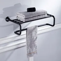 Oil Rubbed Bronze Bathroom Towel Racks Double Towel Rack Wall Mounted Towel Shelf Bath Rails Bars KD860