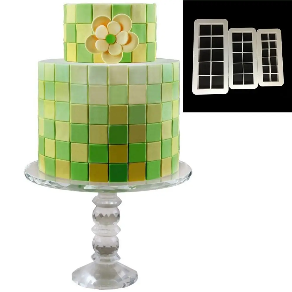 Комплект из 3 предметов в виде геометрических фигур квадратная сетка fondant