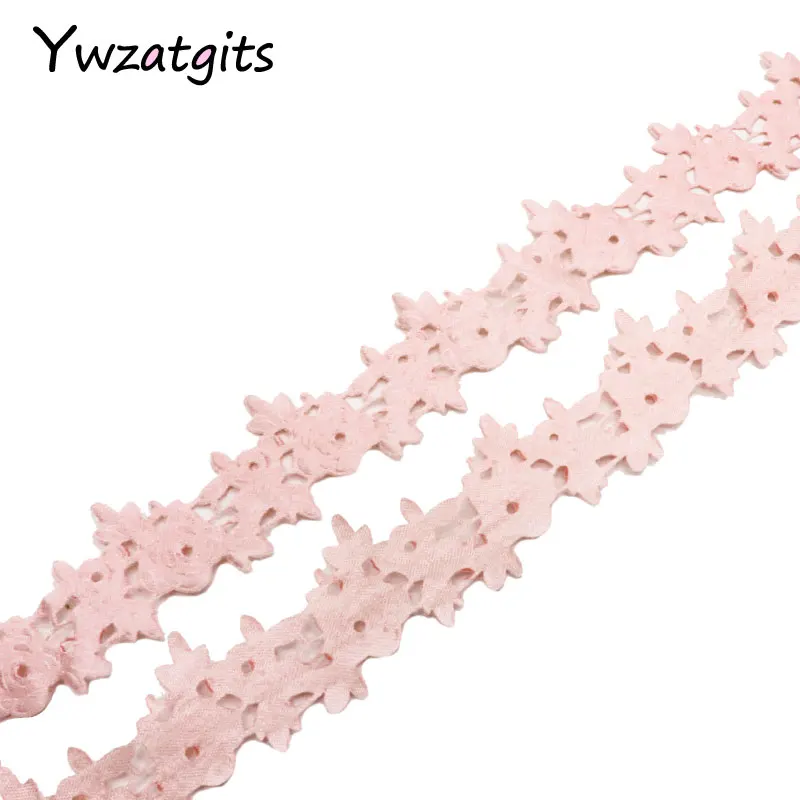 Leather Pink Ywzatgits 23 мм разноцветный вариант Цветочная лента Швейное Ремесло кружевная отделка украшение DIY швейное украшение 2y/lot YP0608 - Цвет: Leather Pink