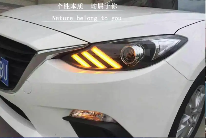 Автомобильный Стайлинг, Головной фонарь для Mazda 3, фара,, год, Мазда 3, axela, фары, Биксеноновая фара, СВЕТОДИОДНЫЙ DRL задний фонарь
