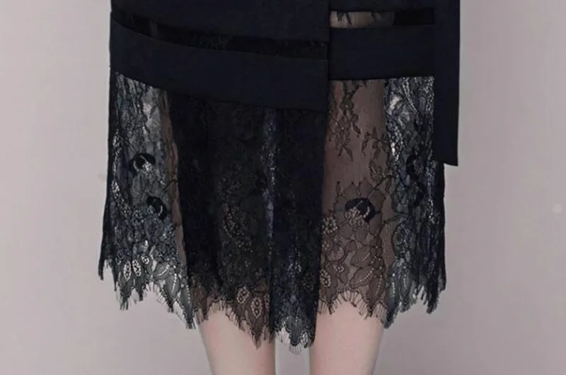 Высококачественные Женские модельные черные блейзеры сексуальные кружевные