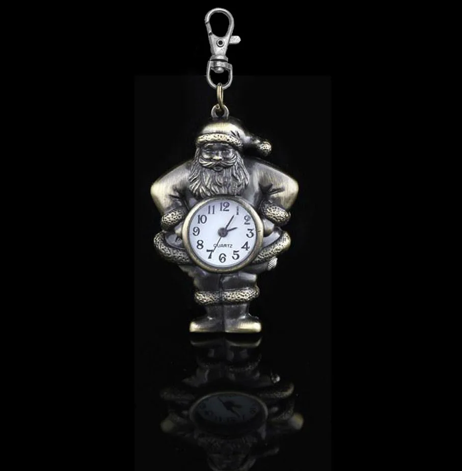 Favourite Steampunk Antique Bronze cartoon Santa Claus retro pocket watch necklace Keychain Clocks Pendant table hanging jewelry | Наручные