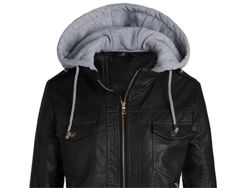 Женская короткая куртка из искусственной кожи с капюшоном на молнии карманами