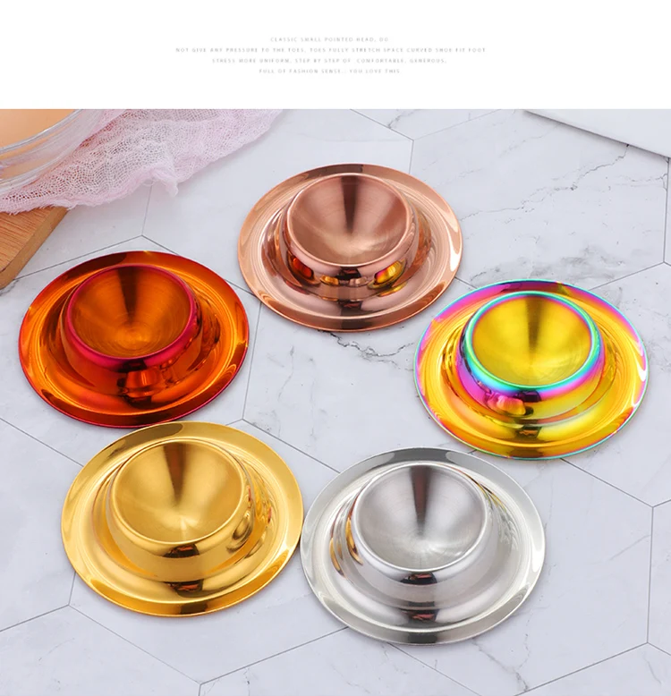 Egg Cup Holder Stainless Steel Egg Tray Kitchen Utensil Breakfast Pudding Egg Cup Golden Caviar Sauce Cup Handy Kit Dinnerware