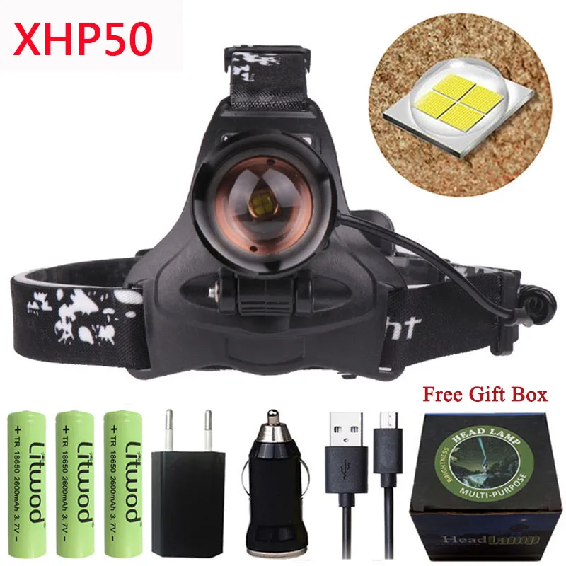 H Z90 Litwod 2808 XLamp XHP70.2 светодиодный 32 Вт zoom светодиодный налобный фонарь 4292lm лучший яркий Мощный налобный фонарь - Испускаемый цвет: H