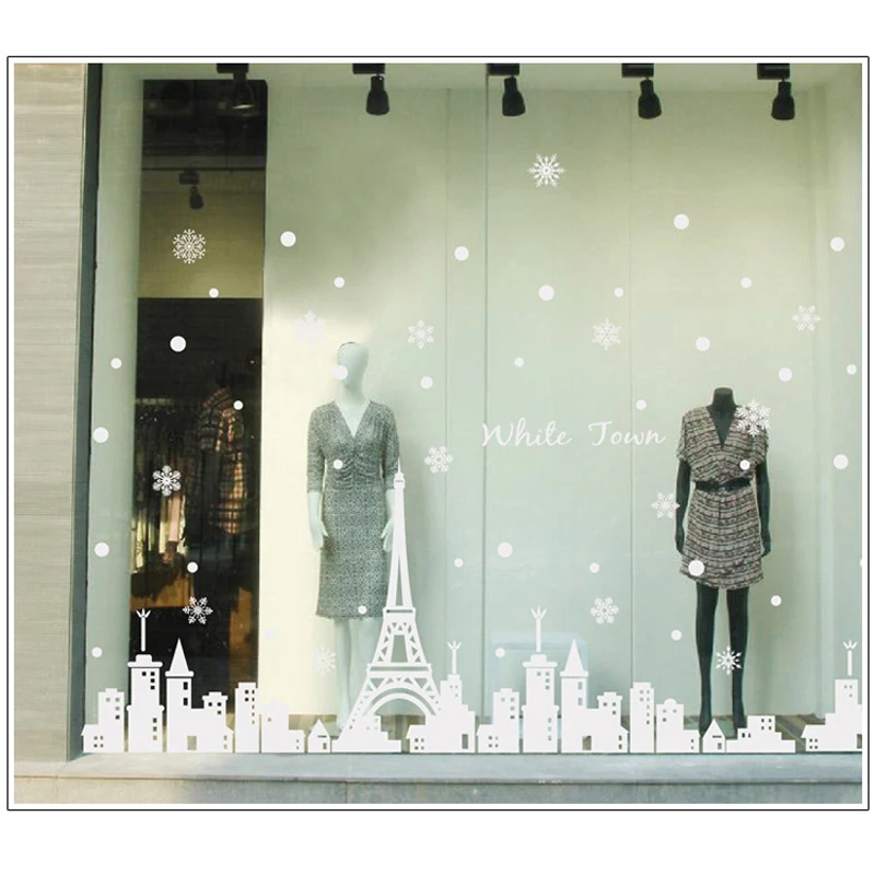 

White Christmas Art Wall Sticker Family Living room bedroom DIY Home Decoration PVC Wallpaper JG1987