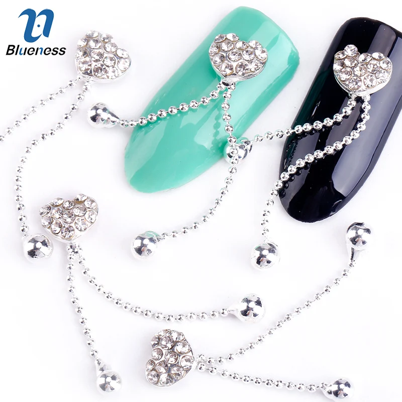 10 шт./лот 3D дизайн сердца с блестящими стразами украшения для дизайна ногтей из