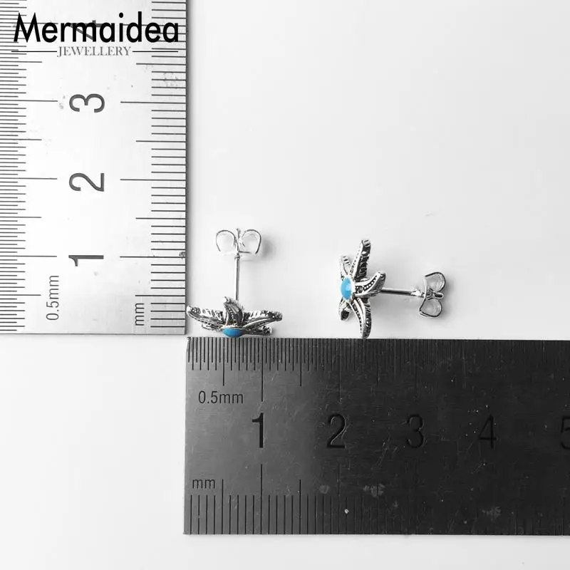Blue Starfish Stud Earrings Fashion Good Jewerly For Women 2020 Trendy Gift silver plated Super Deals | Украшения и аксессуары