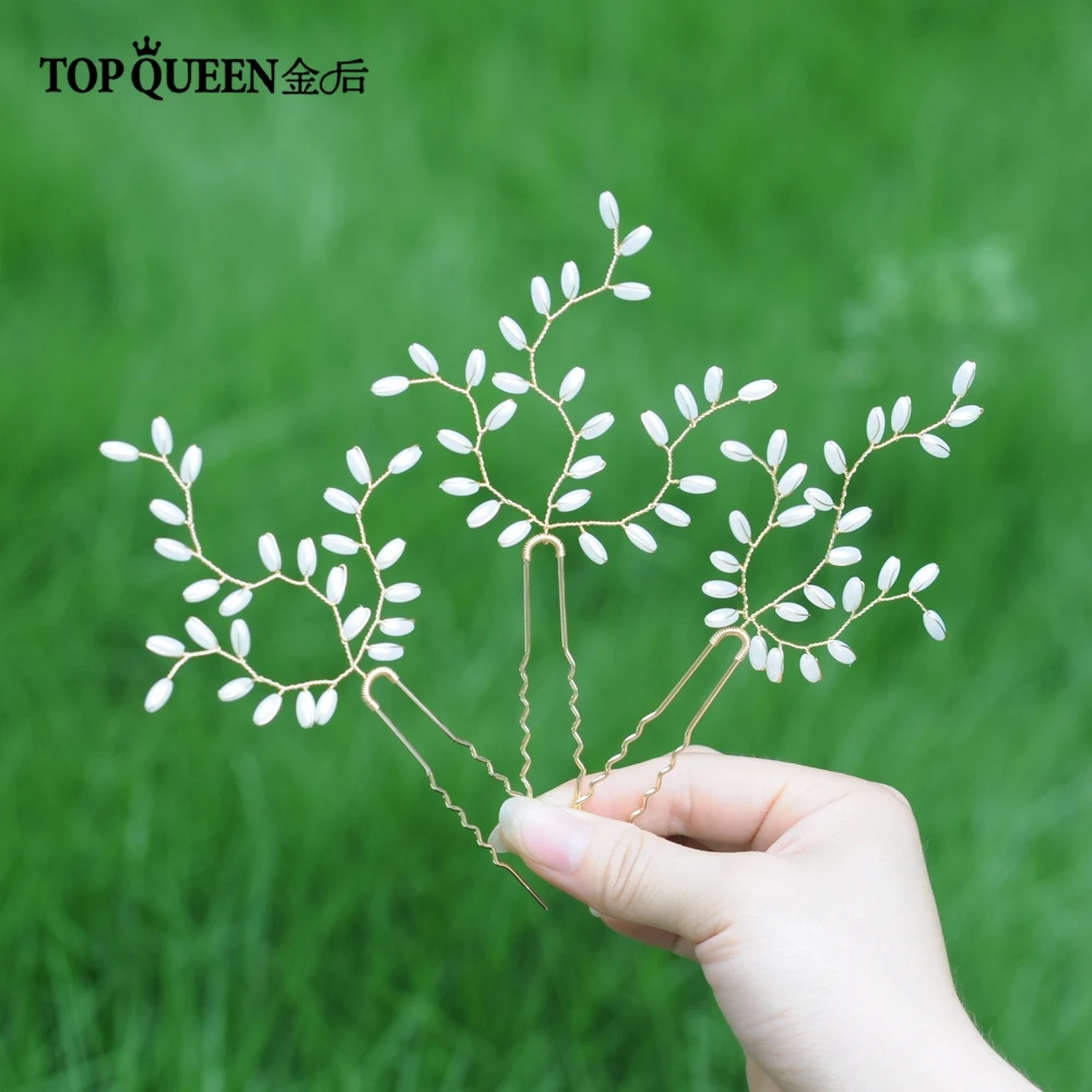 Golden-Set TOPQUEEN HP173 элегантные свадебные аксессуары золотые шпильки для свадебной прически с жемчугом для вечерней вечеринки Быстрая Свадебный шиньон - Цвет: Golden-Set