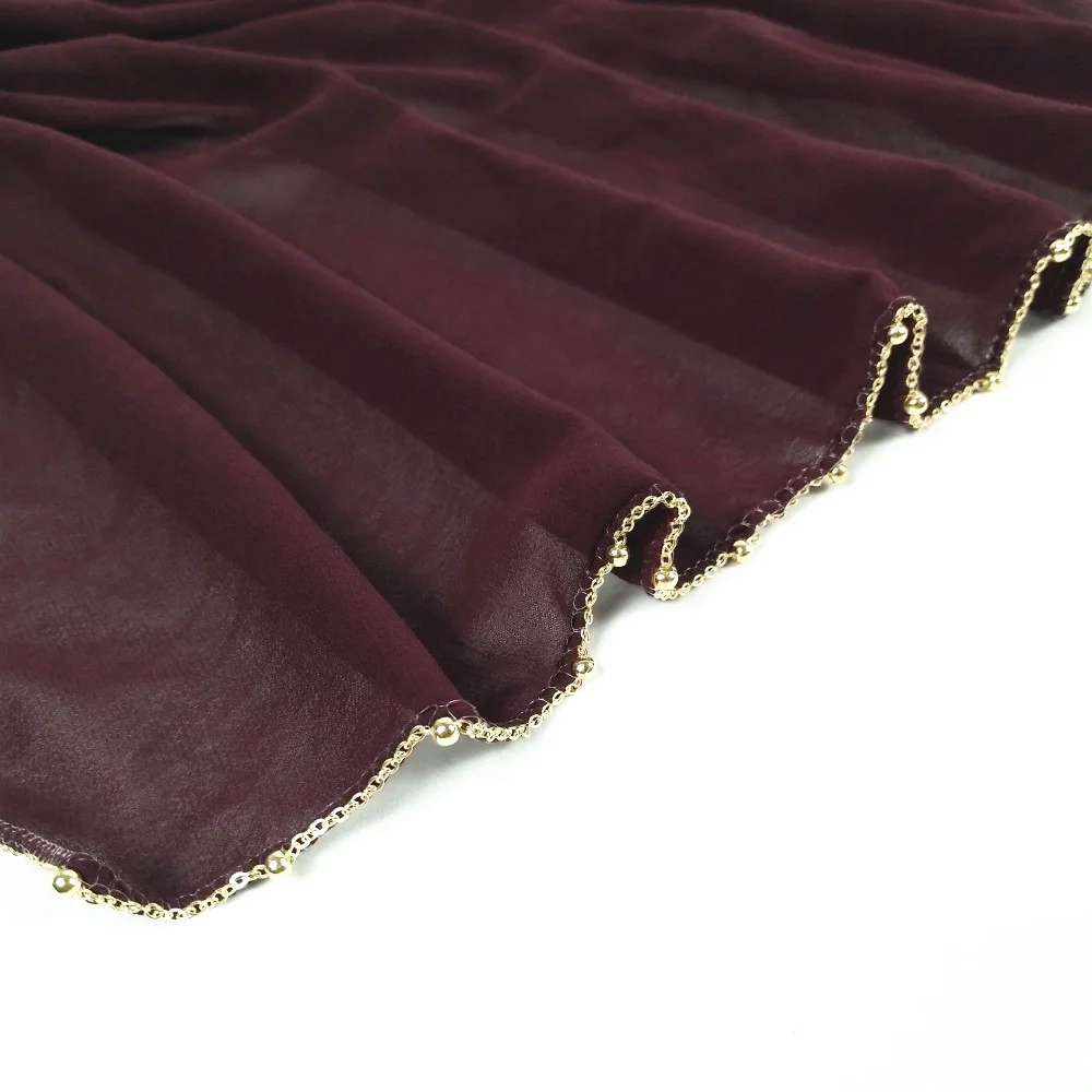 M232 высокое качество Золотая цепь квадратный шифон Хиджаб Женский шарф шаль