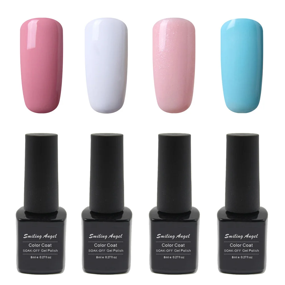 Smiling Angel 4 шт. французский набор цветов УФ-лампа LED впитывает сверху базовый слой