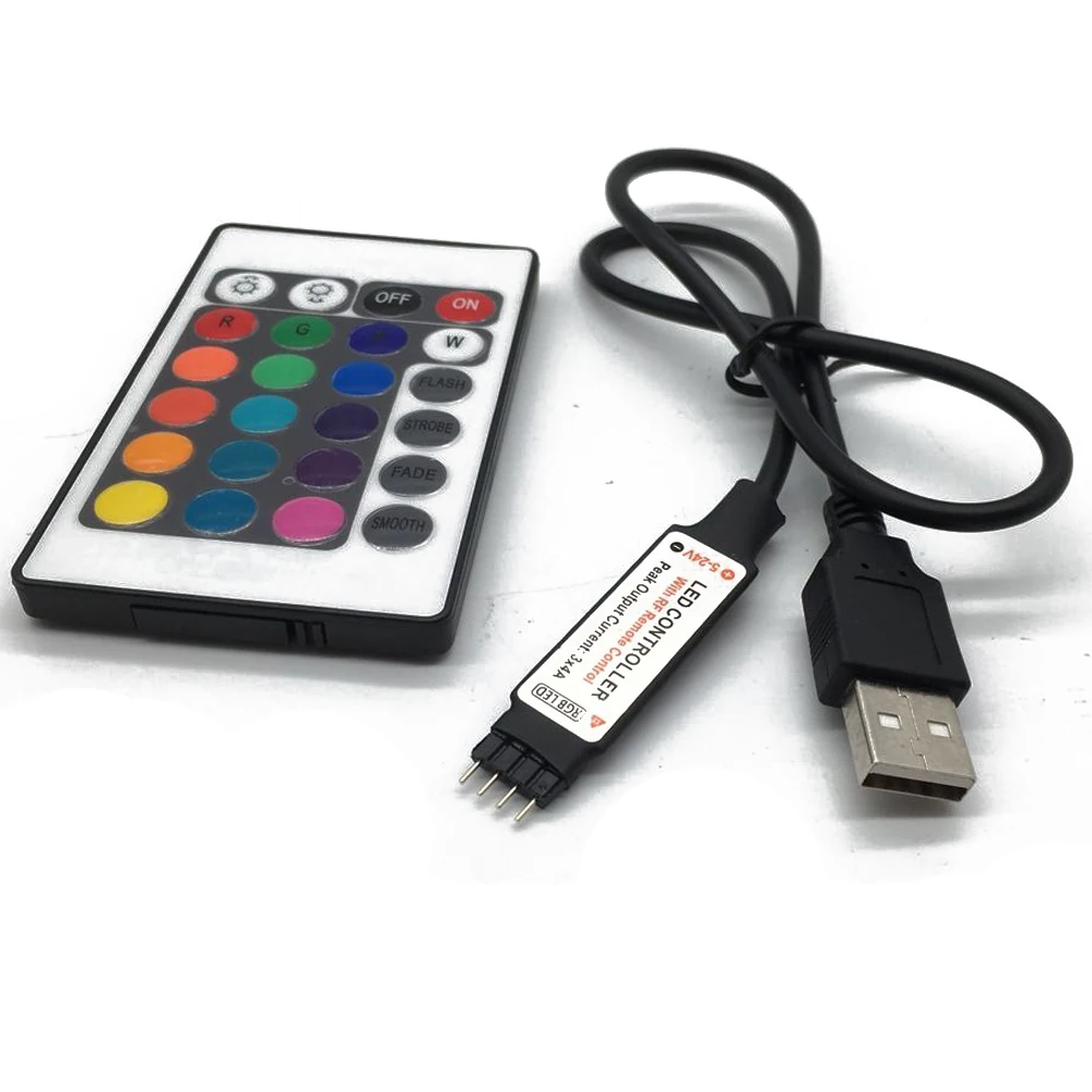 Светодиодная лента 5 12 24 В RGB USB ИК RF пульт дистанционного управления светильник 3 17