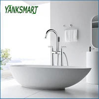 YANKSMART Chrome Polished Bathroom Shower Faucet Stand Mounted Bathtub Faucets With Hand Sprayer Taps Set Dual Handle Mixer Tap