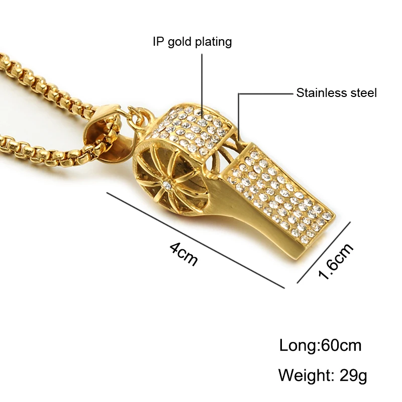 Мужские хип хоп ювелирные изделия Полный Стразы Bling из титана кулон свисток