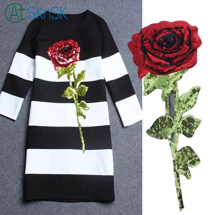 1 шт./лот 32*14 см нашивки в виде цветков розы гладить на патчи Аппликации для одежды