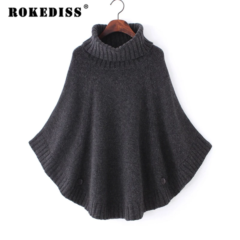 2017 Winter Women Turtleneck Pullover Korean Fashion Plus Size Loose Batwing Sweater Ladies Knitted Ponchos and Capes Coat TG331 | Женская