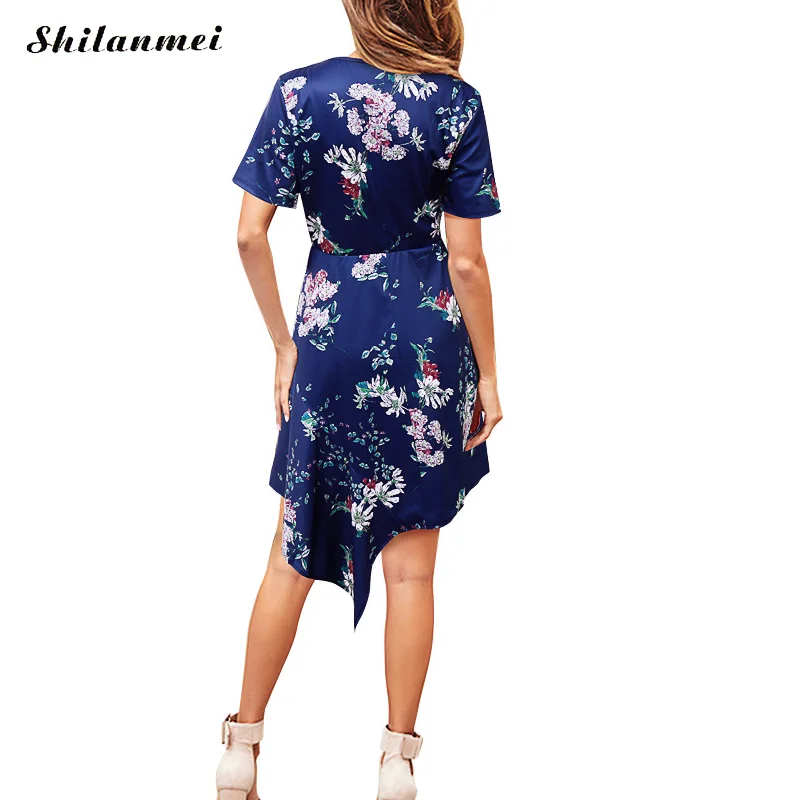 Модное богемное платье миди с цветочным принтом 2019 элегантные облегающие