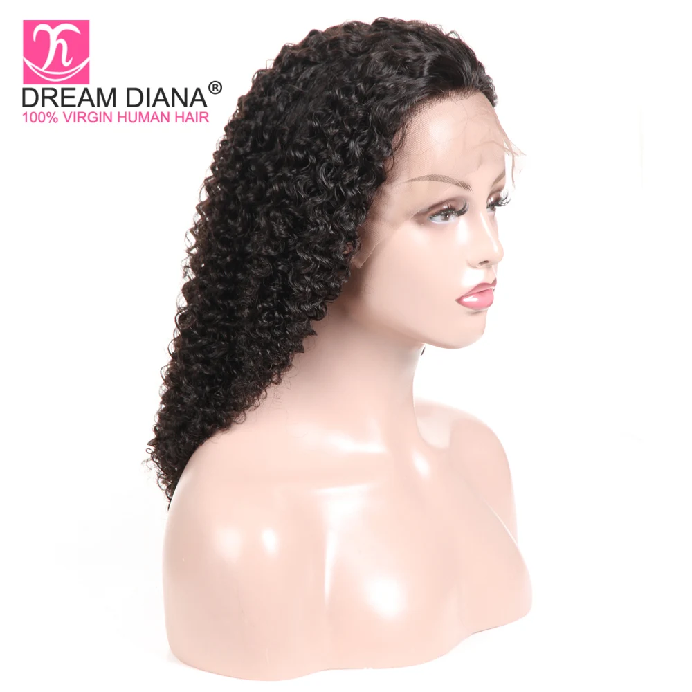 DreamDiana малазийский кудрявый полный парик шнурка Glueless полный парик шнурка Remy афро кудрявый полный шнурок завязанный вручную полный парик шнурка быстрая