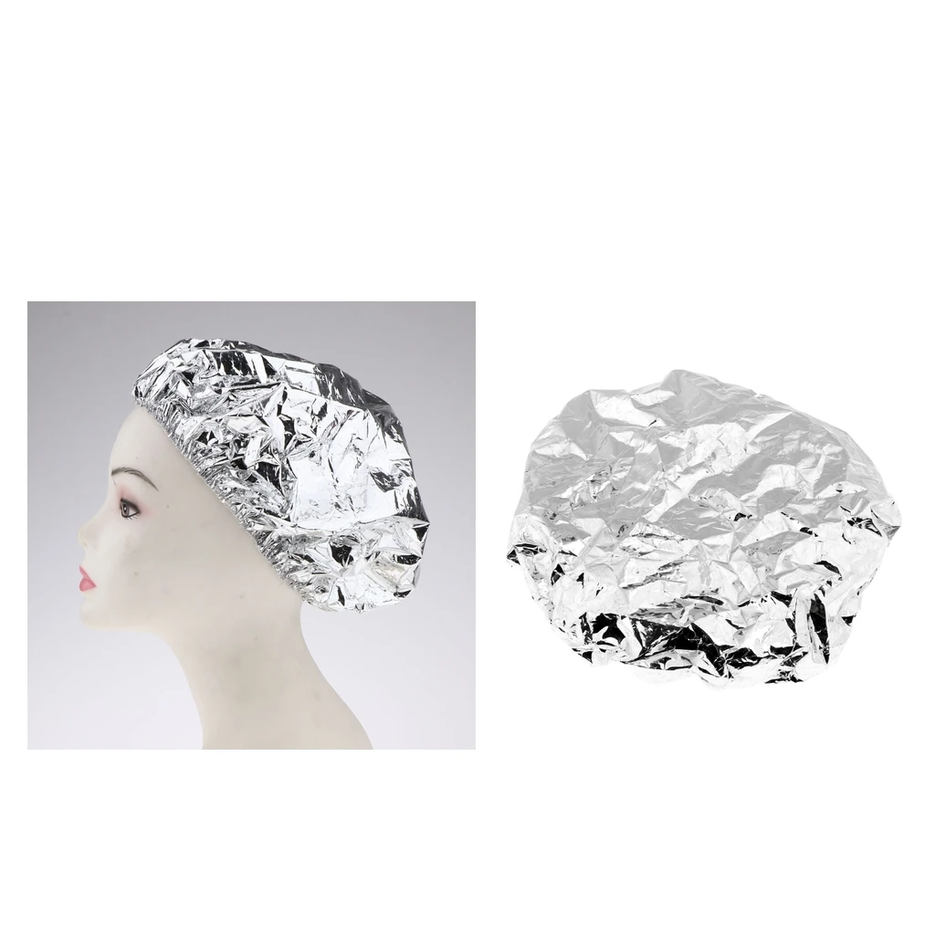

2 Pieces Aluminum Foil Baking Hair Cap Waterproof Insulation Cap Protective Hair Care Hat
