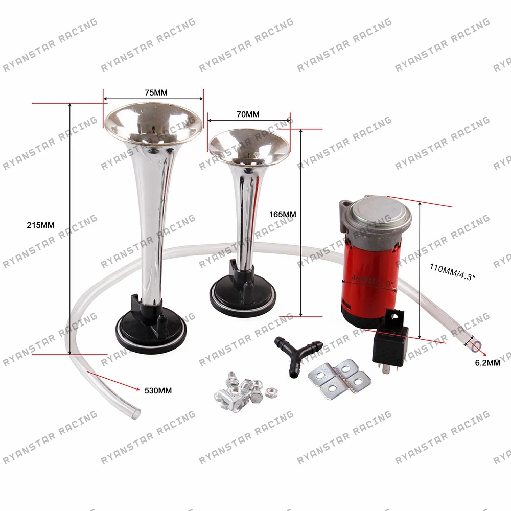 Бесплатная доставка Красный Серебряный громкий 12 В 135дб двойная труба звуковой
