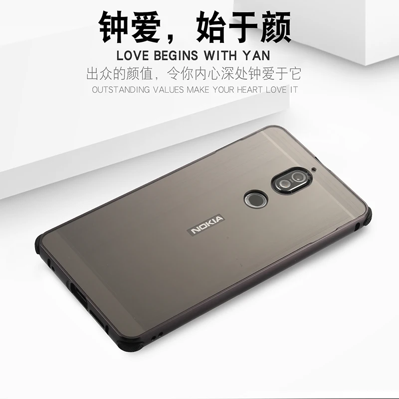 Для Nokia 6 7 7 Plus 8 чехол Гибридный 2 в 1 Броня Капа Алюминиевый металлический бампер матовый PC чехол для Nokia 7 7 Plus тонкий чехол