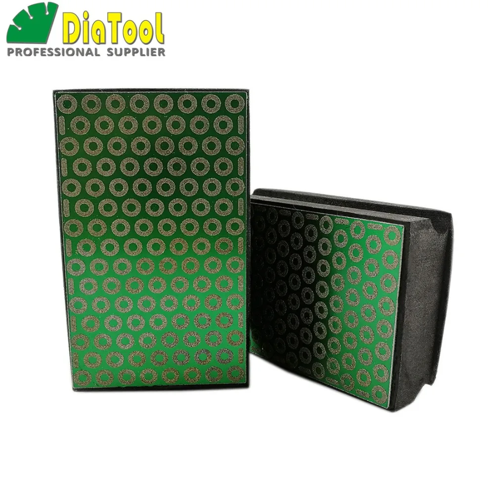 DIATOOL 2pcs Electroplated Diamond Hand Pad 90X55MM Grit #100 Foam Backed Polishing | Инструменты