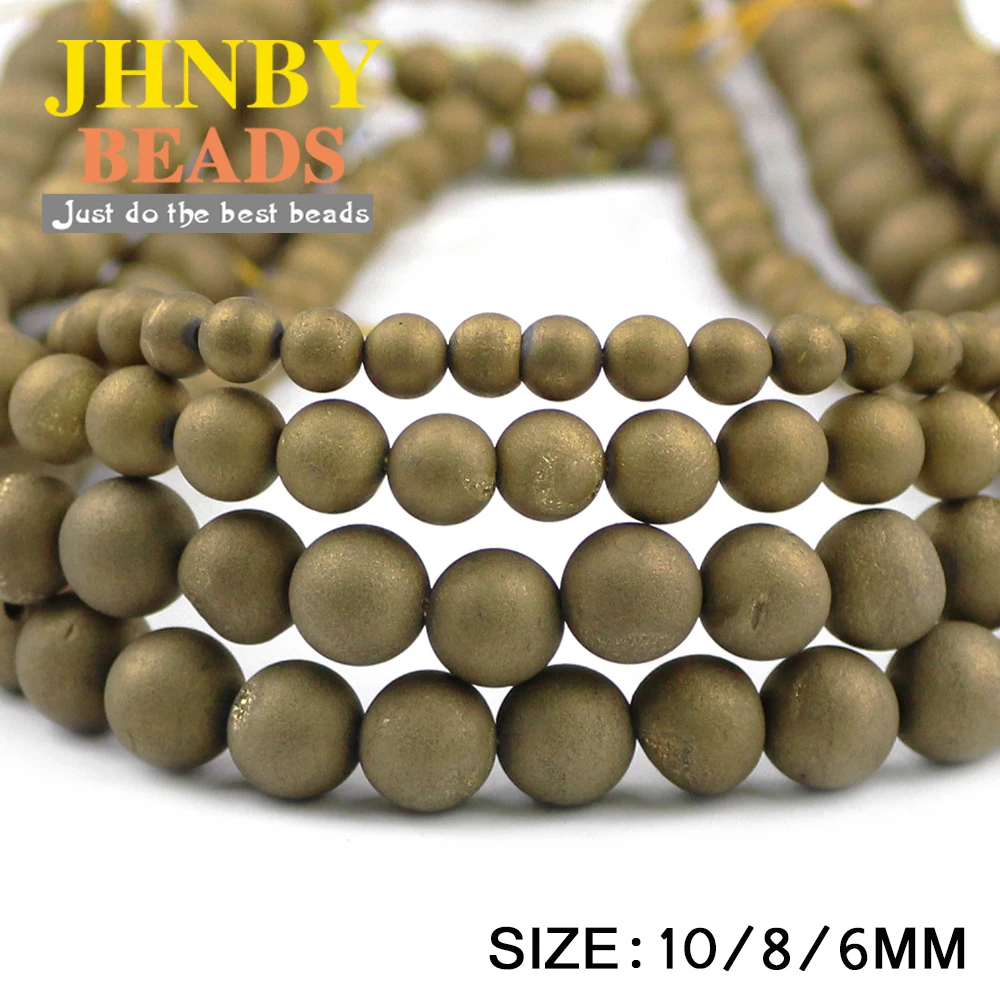JHNBY круглые крекинговые золотые гальванические бусины из сердолика 6/8/10 мм