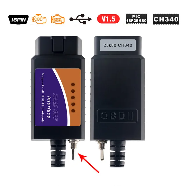 USB version Pic18f25k80 для Ford ELM327 USB FTDI чип с переключателем для Forscan HS CAN/MS CAN автомобильный диагностический инструмент и ELM 327 версия Bluetooth - Цвет: USB version