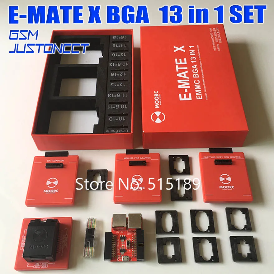 

2019 MOORC Emmc box E-MATE X E MATE PRO BOX EMMC BGA 13 IN 1 SUPPORT 100 136 168 153 169 162 186 221 529 254 Free shipping
