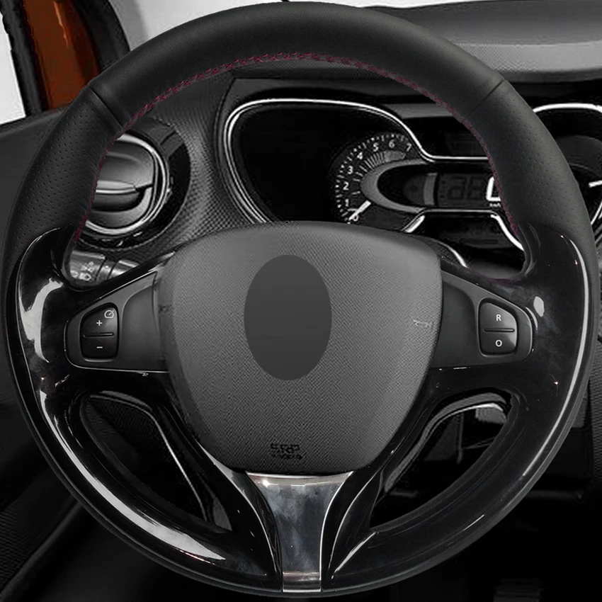 Черный PU искусственная кожа DIY чехол рулевого колеса автомобиля для Renault Clio 2013- Captur 2013- Renault samsung QM3 2013