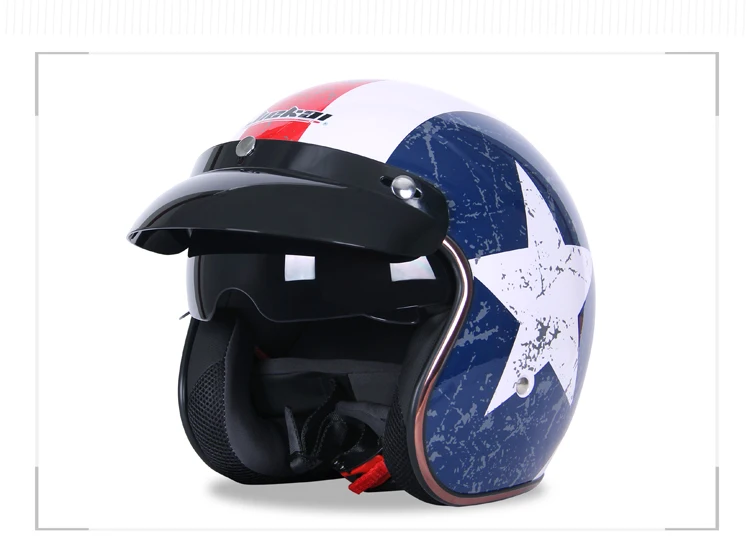 Мотоцикл Jiekai шлем 3/4 с открытым лицом Винтаж Casco Moto Jet Scooter Bike шлем ретро DOT утвержден шлем Motociclismo