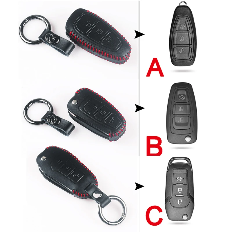 Чехол для ключей от автомобиля из натуральной кожи Ford Focus 3 4 MK3 MK4 Kuga Edge Mondeo Fusion Escape