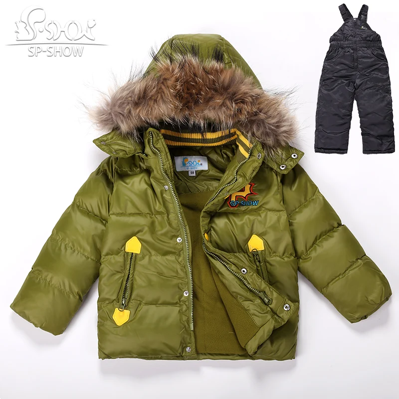 2019 Winter Children Jackets Hooded Boys Jacket Boy Parkas Two-Piece Set Kids Brand For 2-6 Age SP-SHOW Snowsuit 95020 | Детская одежда