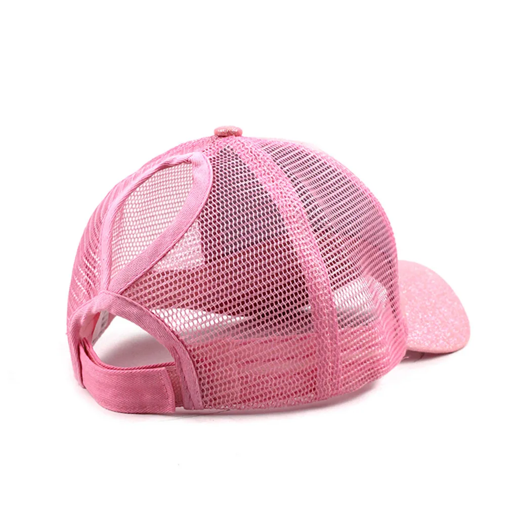girls cap Ponytail Messy Buns Trucker Plain Baseball Visor Cap Unisex Glitter Hat petten voor mannen cappellini uomo#XP15